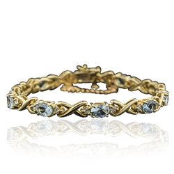 14KT Yellow Gold 10.00ctw Aquamarine and Diamond Bracelet