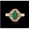 Image 1 : 14KT Rose Gold 1.06ct Emerald and Diamond Ring