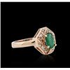 Image 2 : 14KT Rose Gold 1.06ct Emerald and Diamond Ring