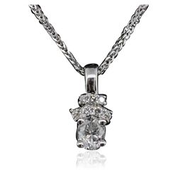 14KT White Gold 0.97ct Diamond Pendant With Chain