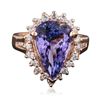 Image 1 : 14KT Rose Gold 5.10ct Tanzanite and Diamond Ring