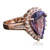 Image 2 : 14KT Rose Gold 5.10ct Tanzanite and Diamond Ring