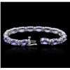 Image 3 : 14KT White Gold 22.40ctw Tanzanite and Diamond Bracelet