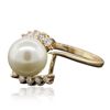 Image 2 : 14KT Yellow Gold Pearl and Diamond Ring