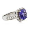 Image 2 : 14KT White Gold 4.70ct Tanzanite and Diamond Ring