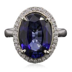 14KT Two-Tone Gold 6.61ct Tanzanite and Diamond Ring