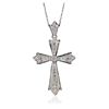 Image 1 : 14KT White Gold 1.50ctw Diamond Cross Pendant With Chain