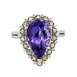 14KT White Gold 5.35ct Tanzanite and Diamond Ring