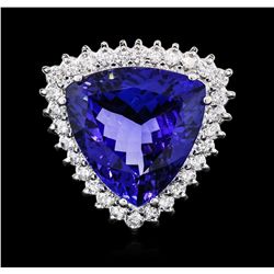 14KT White Gold GIA Certified 17.35ct Tanzanite and Diamond Ring