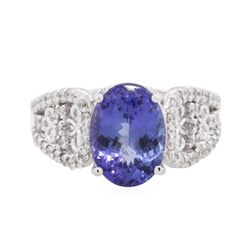 14KT White Gold 3.89ct Tanzanite and Diamond Ring