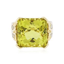 14KT Yellow Gold 22.17ct Citrine and Diamond Ring