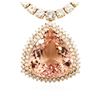 Image 2 : 14KT Rose Gold GIA Certified 42.81ct Morganite and Diamond Necklace