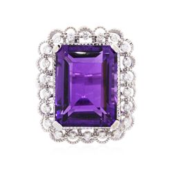 14KT White Gold 11.15ct Amethyst and Diamond Ring