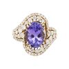 Image 1 : 14KT Yellow Gold 4.73ct Tanzanite and Diamond Ring
