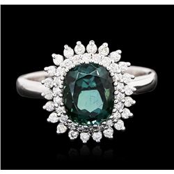 14KT White Gold 3.16ct Green Tourmaline and Diamond Ring