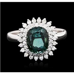 14KT White Gold 3.16ct Green Tourmaline and Diamond Ring