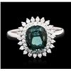 Image 1 : 14KT White Gold 3.16ct Green Tourmaline and Diamond Ring