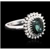 Image 2 : 14KT White Gold 3.16ct Green Tourmaline and Diamond Ring