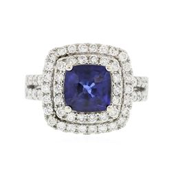 14KT White Gold 2.99ct Sapphire and Diamond Ring