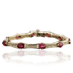 14KT Yellow Gold 9.09ctw Ruby and Diamond Bracelet