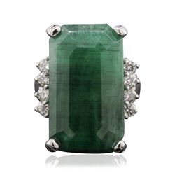 14KT White Gold 17.30ct Emerald and Diamond Ring