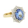 Image 2 : 14KT Yellow Gold 3.20ct Tanzanite and Diamond Ring