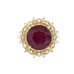 14KT Yellow Gold 6.86ct Ruby and Diamond Ring