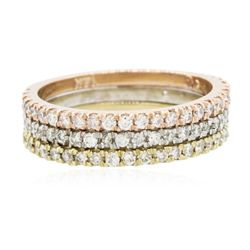 14KT Three-Tone Gold 0.70ctw Diamond Rings