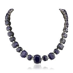 14KT White Gold 85.76ctw Sapphire Necklace