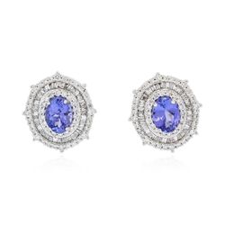 14KT White Gold 2.56ctw Tanzanite and Diamond Earrings