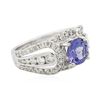 Image 2 : 18KT White Gold 1.60ct Tanzanite and Diamond Ring