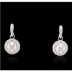 18KT White Gold Pearl and Diamond Earrings