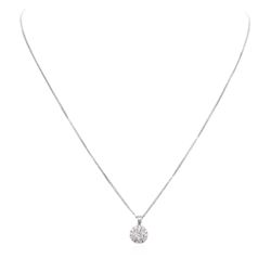 14KT White Gold 0.96ctw Diamond Pendant With Chain