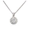 Image 2 : 14KT White Gold 0.96ctw Diamond Pendant With Chain
