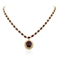 14KT Yellow Gold 40.78ctw Ruby and Diamond Necklace