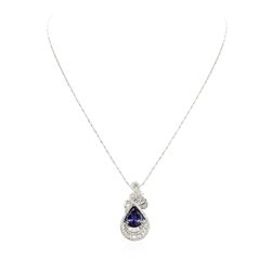 18KT White Gold 4.63ct Tanzanite and Diamond Pendant With Chain