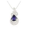 Image 2 : 18KT White Gold 4.63ct Tanzanite and Diamond Pendant With Chain