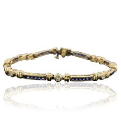 14KT Yellow Gold 2.38ctw Sapphire and Diamond Bracelet