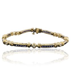 14KT Yellow Gold 2.38ctw Sapphire and Diamond Bracelet