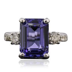 14KT White Gold 6.08ct Tanzanite and Diamond Ring