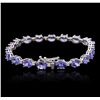 Image 2 : 14KT White Gold 15.96ctw Tanzanite and Diamond Bracelet