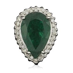 14KT White Gold 8.76ct Emerald and Diamond Ring