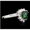 Image 2 : 18KT White Gold 1.15ct Green Tourmaline and Diamond Ring