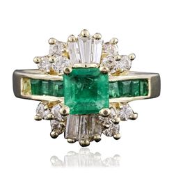 14KT Yellow Gold 1.32ct Emerald and Diamond Ring