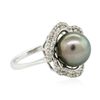 Image 2 : 14KT White Gold 10.2mm Pearl and Diamond Ring