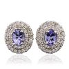 Image 1 : 14KT White Gold 1.40ctw Tanzanite and Diamond Earrings