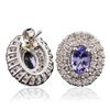 Image 2 : 14KT White Gold 1.40ctw Tanzanite and Diamond Earrings
