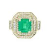 Image 1 : 14KT Yellow Gold 4.11ct Emerald and Diamond Ring