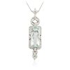 Image 2 : 14KT White Gold 11.80ct Aquamarine and Diamond Pendant With Chain