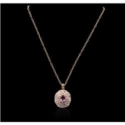 14KT Rose Gold 2.16ct Tourmaline and Diamond Pendant With Chain